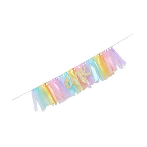 VICASKY Hochstuhlbanner Geburtstag Regenbogen Partyflagge Tischdecke Langlebiges Stoffmaterial Dekoration für Fotorequisite Erste Geburtstagsfeier von VICASKY