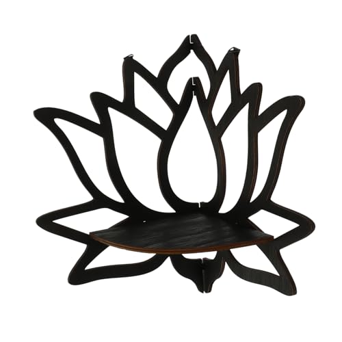 VICASKY Holz Wand Eckregal mit Lotus Hohlmuster Dekoratives Schwebendes Regal für Pflanzen und Bücher Installieren für Wandecken und Platzsparend von VICASKY