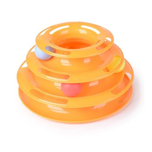 VICASKY Interaktives Katzenspielzeug Schichten Ball tablett Intelligentes Langlebiger Gelber Spielball für Katzen zur Beschäftigung Aktivität von VICASKY
