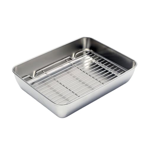 VICASKY Japanisches Backblech aus Edelstahl mit Tiefem Backblech und Abnehmbarem Gitternetz Lebensmittelecht Leicht zu Reinigen für Kuchenformen und Grillgerichte VICASKY Japanisches Backblech aus Edelstahl mit Tiefem Backblech und Abnehmbarem Gitternetz Lebensmittelecht Leicht zu Reinigen für Kuchenformen und Grillgerichte von VICASKY