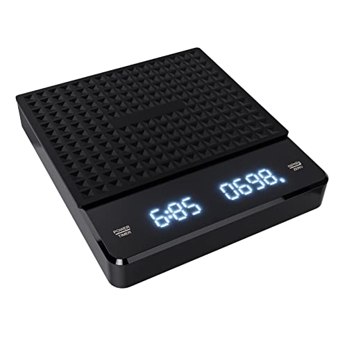 VICASKY Kaffeewaage mit Timer und LCD Display Digitale Präzisionswaage für Küche USB Aufladung Integrierter Timer Hitzebeständige Silikonmatte für Espresso und Handgebrühten Kaffee VICASKY Kaffeewaage mit Timer und LCD Display Digitale Präzisionswaage für Küche USB Aufladung Integrierter Timer Hitzebeständige Silikonmatte für Espresso und Handgebrühten Kaffee von VICASKY
