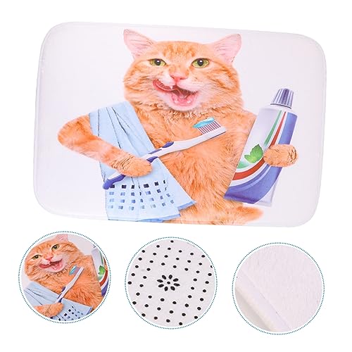 VICASKY Katzenmuster Fußmatte Rutschfester Polyester Teppich mit Digitalem Druck für Küche Wohnzimmer Bad Schlafzimmer und Eingangsbereich Lustiges Design Saugfähig und Langlebig von VICASKY