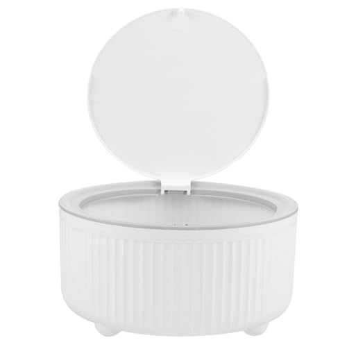 VICASKY Kawaii Desktop Mülleimer Rund Kunststoff Kompakt Leicht Bedside Trash Can für Schlafzimmer Schreibtisch Kleine Müllsammlung Praktisches Drücken von VICASKY