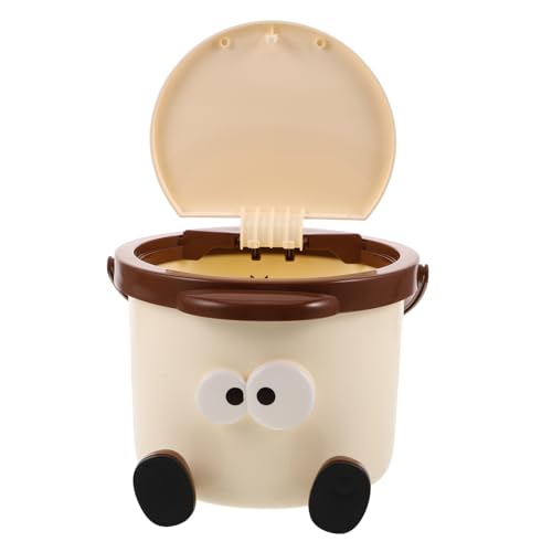 VICASKY Kawaii Mini Tisch Mülleimer mit Druckdeckel Kompakte Kunststoff für Schreibtisch Schlafzimmer Büro Badezimmer Platzsparend Handlich Hygienisch durch Press Öffnung von VICASKY