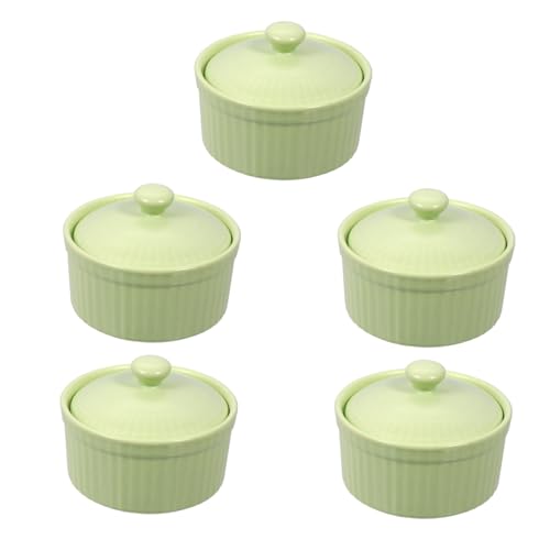 VICASKY Keramik Backschale mit Deckel Teiliges Robuste Wasserdichte Porzellanschüssel für Backofen und Servieren Hitzebeständig Spülmaschinenfest Grün für Eierspeisen und Desserts von VICASKY