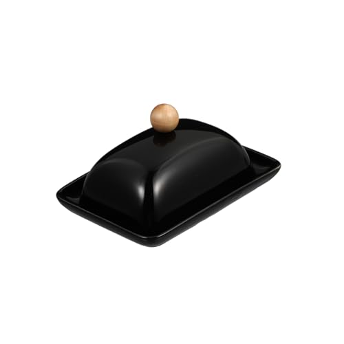 VICASKY Keramik Butterdose mit Deckel und Cutter Multifunktionaler Butter Käsebehälter Frische Lebensmittelbox für Küche und Tisch Schwarz Bpa frei Stapelbar Für Butterlagerung und von VICASKY