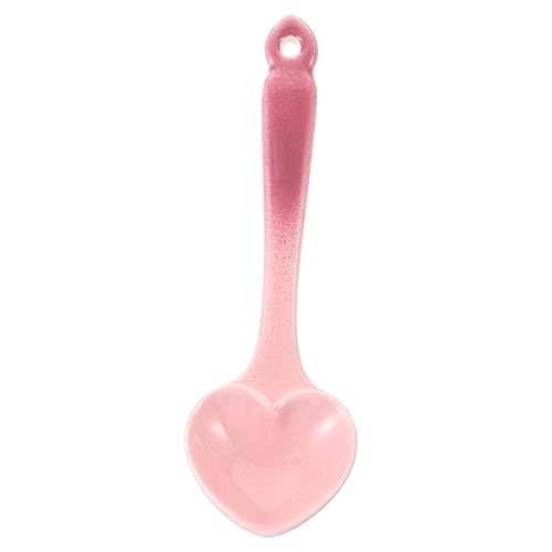 VICASKY Keramik Herzförmiger Dessertlöffel Kreatives Design Ergonomisch Komfortabel Für Zuhause Rosa Küchenbesteck von VICASKY