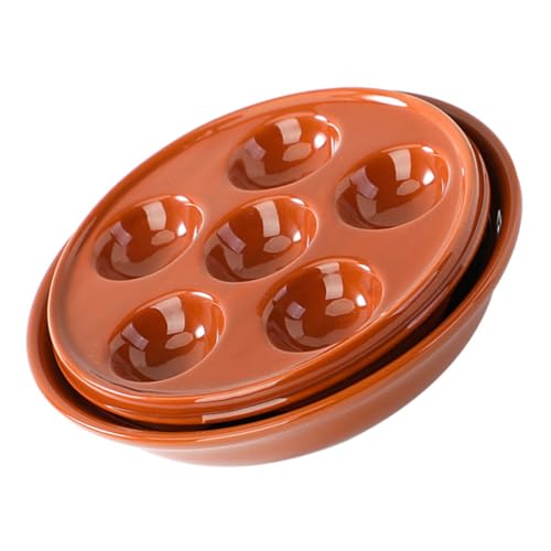 VICASKY Keramik Schneckenteller mit Löchern Ofenfeste Escargot Backform für Meeresfrüchte und Vorspeisen Rutschfeste Servierplatte für Küche und Französische Gerichte von VICASKY
