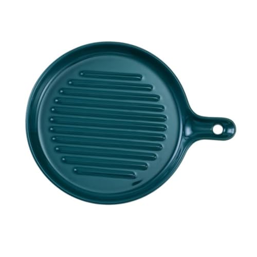 VICASKY Keramik Servierplatte mit Ergonomischem Griff Anti heiß und Rutschfest Rund Dunkles Grün für Desserts und Backgerichte Stilvolles Geschirr für Haushalt und von VICASKY
