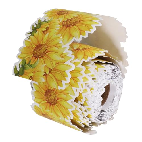 VICASKY Klassenzimmer Pinnwand Bordüre mit Blumen Blättermuster Boho-tropisch Selbstklebendes Papier Langlebige Dekoration für Frühling und Sommer Einfache Anbringung für Tafel und von VICASKY