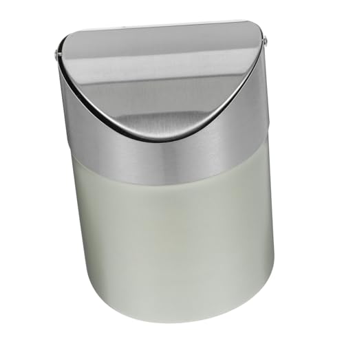 VICASKY Kleiner Edelstahl Tischabfalleimer mit Deckel Kompakter Desktop Mülleimer für Büro und Zuhause Geruchsarmer Abfalleimer Modernes Design Einfache Müllentsorgung Champagnerfarben von VICASKY