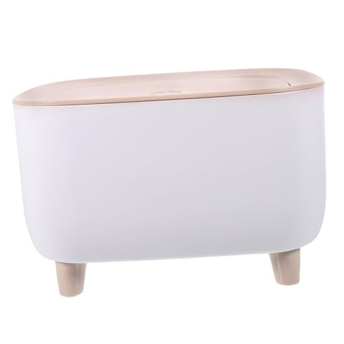 VICASKY Kleiner Weißer Desktop Mülleimer mit Deckel Kompakter Abfalleimer für Küche Büro und Schlafzimmer Platzsparender Tischmülleimer für Abfall und Moderner Müllbehälter von VICASKY
