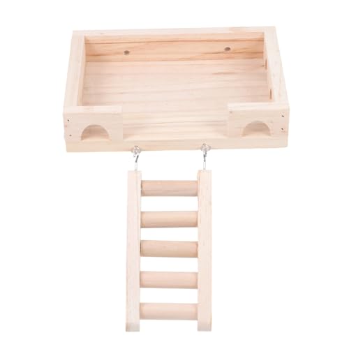 VICASKY Kleines Hamster Klettergerüst aus Natürlichem Massivholz mit Rutschfester Leiter und Glatter Oberfläche Sichere Mehrschicht plattform für Hamsterkäfig Ausruhen von VICASKY