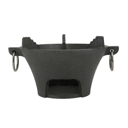 VICASKY Kompakter Tragbarer Holzkohlegrill aus Gusseisen Runder Campinggrill für Outdoor Picknick Garten und Bbq Langlebiger Barbecue Kohleofen für Mobiles Grillvergnügen von VICASKY