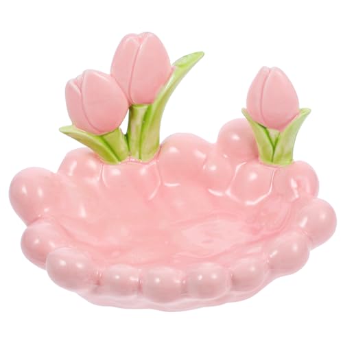 VICASKY Kreatives Keramik Schmucktablett in Rosa Vielseitiges Schmuck und Schlüssel Organizer Tablett Dekoratives Aufbewahrungsfach für Schmuck Kosmetik und Kleinigkeiten für von VICASKY