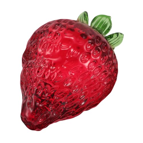 VICASKY Kristall Erdbeer Ornament Kristallfrucht Dekoration Künstliches Obst Aus Glas Vintage Heimdekor Schreibtisch Figuren Nachttisch Deko Kristall Obstdekor Handgefertigte Tischdekorati von VICASKY