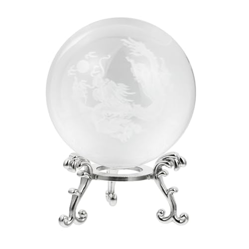 VICASKY Kristallkugel mit Silbernem Ständer Dekoratives Desktop Ornament aus Robustem Material Stilvoll für Home Office Wohnzimmer Schlafzimmer Kompakte Feng Shui Deko VICASKY Kristallkugel mit Silbernem Ständer Dekoratives Desktop Ornament aus Robustem Material Stilvoll für Home Office Wohnzimmer Schlafzimmer Kompakte Feng Shui Deko von VICASKY