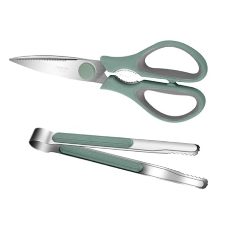 VICASKY Küchenscheren Set Teiliges Grillzubehör aus Rostfreiem Stahl Praktische Scheren und Clips für Bbq Outdoor Picknick und Küchengebrauch Grüne Griffe Leicht zu Reinigen und VICASKY Küchenscheren Set Teiliges Grillzubehör aus Rostfreiem Stahl Praktische Scheren und Clips für Bbq Outdoor Picknick und Küchengebrauch Grüne Griffe Leicht zu Reinigen und von VICASKY