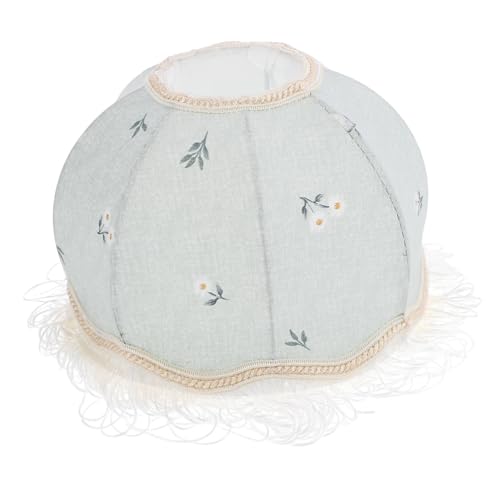 VICASKY Lampshade für Tischlampe Handgefertigter Stofflampenschirm im Landhausstil Grünes Blümchenmuster mit Fransen für Schlafzimmer und Wohnzimmer von VICASKY