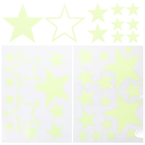 VICASKY Luminous Nachtlicht Sticker Abnehmbare Selbstklebende Leuchtaufkleber in Sternen Sonnenform Dekorativ für Schlafzimmerwand Einfache Anbringung Wiederverwendbar Warmes Licht von VICASKY