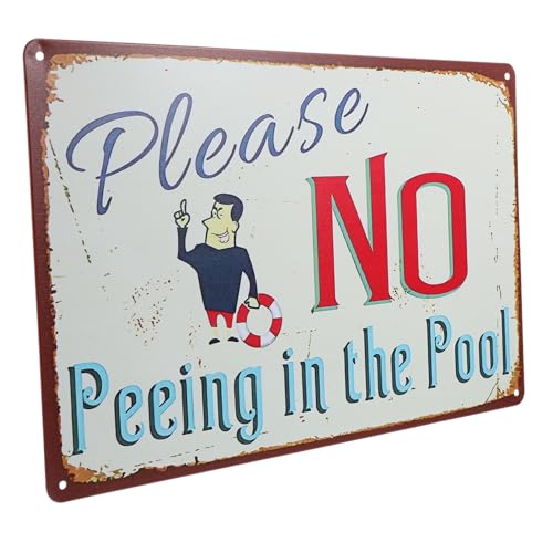 VICASKY Lustiges Metallschild Pool Dekoration Schwimmbad Außenbereich Robustes Vintage Design Einfach zu Montieren Pool Slogan Schild für Garten und Terrasse von VICASKY