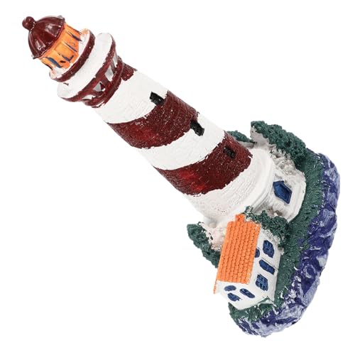 VICASKY Mediterraner Leuchtturm Aquarium Deko Resin Modell Farbig Handbemalt Sichere Bonsai Garten und Aquarien Dekoration Lebensecht Geeignet für Tisch und Fischbecken von VICASKY