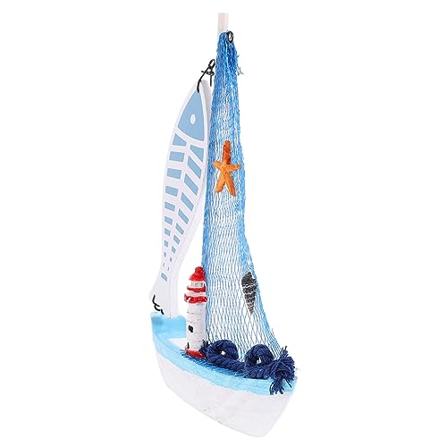 VICASKY Mediterranes Holz Segelboot Modell Dekoration Handgefertigtes Ornament Langlebiges Holz und Harzmaterial Stilvolle Tisch und Wohnzimmerschmuck für Büro und Zuhause von VICASKY