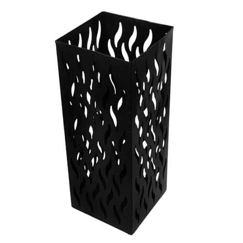 VICASKY Metall Regenschirmständer Quadratisch Schwarz Platzsparend Robust Vielseitig für Flur Wohnzimmer Büro Multifunktionaler Schirmhalter und Trockenblumen Eimer von VICASKY