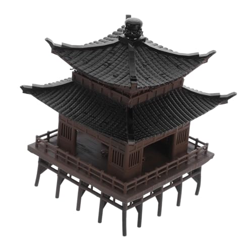 VICASKY Mini Chinesischer Pavillon Figurine Wetterfeste Kleine Gartenlaube für Aquarium Asiatischer Zen-Stil Gartendekoration Detailreiche Mikro-Landschaft Vielseitig für Zuhause und Büro von VICASKY