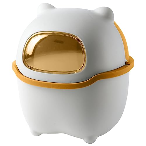 VICASKY Mini Desktop Mülleimer mit Deckel Cartoon Bär für Büro Kinderzimmer und Auto Kompakter Abfalleimer Praktischer Aufbewahrungsbehälter Leicht zu Reinigen für Kleine Abfälle von VICASKY