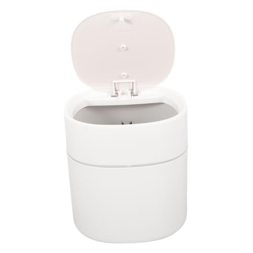 VICASKY Mini Desktop Mülleimer mit Pressdeckel Kompakter PP Abfalleimer für Küche Bad Büro und Schlafzimmer Tragbarer Kleiner Müllbehälter in Weiß Rostfrei und Vielseitig Einsetzbar von VICASKY