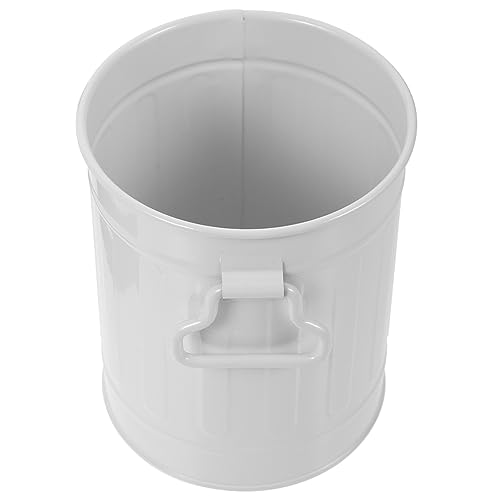 VICASKY Mini Mülleimer für Schreibtisch Multifunktionaler Abfallbehälter Stifthalter und Blumentopf für Büro Schlafzimmer und Küche Robustes Eisenmaterial Beige von VICASKY