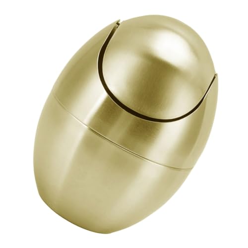 VICASKY Mini Mülleimer mit Deckel Eierförmig Gold Kleiner Desktop Abfalleimer für Büro Schlafzimmer Badezimmer Stilvoller Tischabfallbehälter mit Modernem Design Praktische Schreibtisch von VICASKY