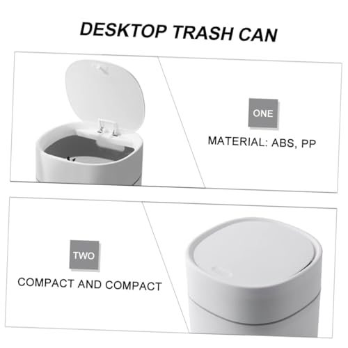 VICASKY Mini Tischmülleimer mit Deckel Kleiner Desktop Abfallbehälter Kompakter Papierkorb für Büro Küche und Schlafzimmer Geruchsdicht und Platzsparend Weißes Design von VICASKY