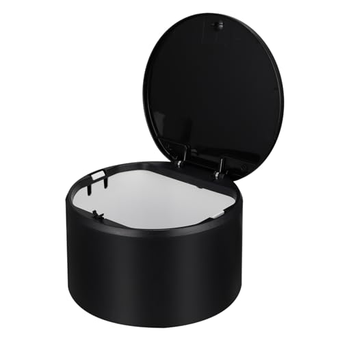 VICASKY Mini Tischmülleimer mit Deckel Press Öffnung Kompakter Büroabfallbehälter in Schwarz Praktischer Desktop Abfalleimer für und Kleine Abfälle Mehrfach Modernes Design von VICASKY