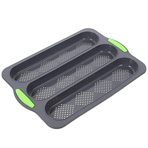 VICASKY Multi Funktion Brotbackform Antihaft Silikon Backform für Ofen Geeignet für Baguette und Brötchen Einfach zu Reinigen Tiefgrau mit Grünem Griff VICASKY Multi Funktion Brotbackform Antihaft Silikon Backform für Ofen Geeignet für Baguette und Brötchen Einfach zu Reinigen Tiefgrau mit Grünem Griff von VICASKY