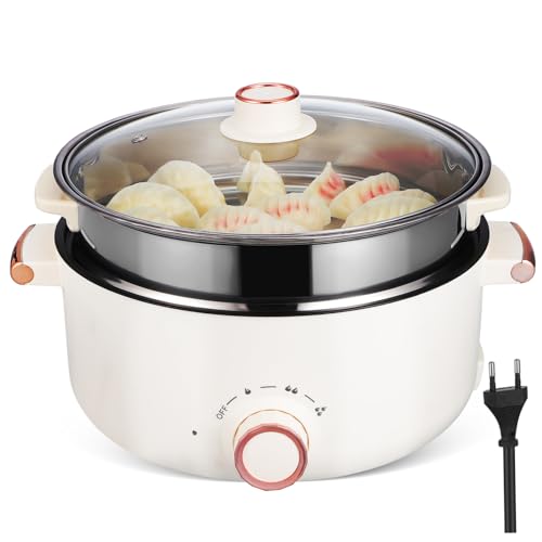 VICASKY Multifunktionaler elektrischer Kochtopf Dampfgarer elektrischer Hotpot Hot Pot Elektroherd Elektrokocher aus Kocher Nicht-Stick-Topf Küchenzubehör tragbarer Kocher Rostfreier Stahl von VICASKY