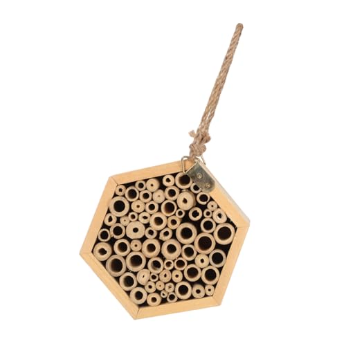 VICASKY Natürliches Insektenhaus aus Holz Langlebiges Bienenhaus für Garten Sechseckiges Wildbienenhotel Dekoratives Gartenhaus Fördert Ausgewogenes Ökosystem Installieren von VICASKY