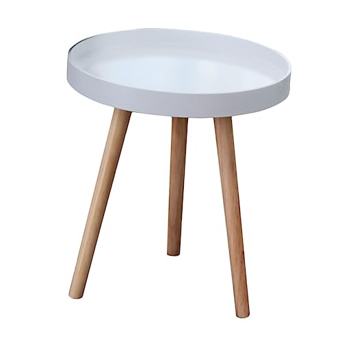 VICASKY Kleiner Nordic Sofa Beistelltisch aus Holz Moderner Kleiner Rundtisch Platzsparend für Wohnzimmer Balkon Schlafzimmer Multifunktionaler Nachttisch mit Ablagefläche von VICASKY