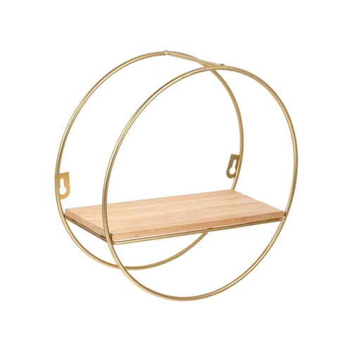 VICASKY Nordischer Wandregal Rund aus Metall Geometrisches Wanddeko Regal in Gold Schwebendes Wandboard für Wohnzimmer Büro Vielseitiges Holzregal zur Stilvollen Wanddekoration von VICASKY