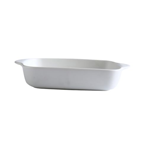 VICASKY Porzellan Backform mit Griffen Rechteckige Keramik Auflaufform Hitzebeständig Hochtemperatur Mikrowellengeeignet Ofenfeste Servierform für Aufläufe Quiche und Kuchen Weiß von VICASKY