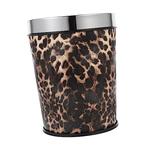VICASKY Retro Badezimmer Abfalleimer ohne Deckel Praktischer Mülleimer im Leoparden Design für Umweltfreundliche Müllentsorgung und Stilvolle Wohnraumgestaltung von VICASKY