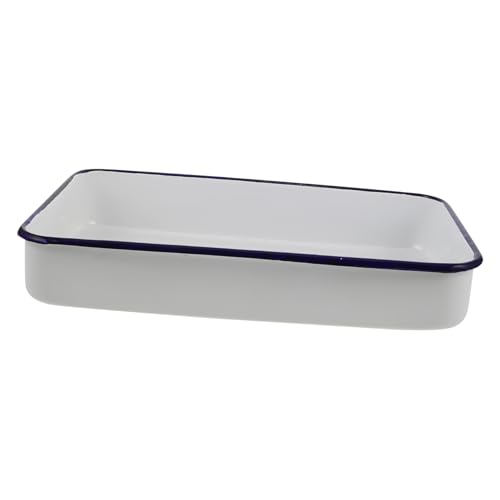 VICASKY Retro Emaille Backform Rechteckig Hitzebeständig Langlebig für Backofen Lasagne Aufläufe Leicht zu Reinigen Platzsparend Vintage Design von VICASKY