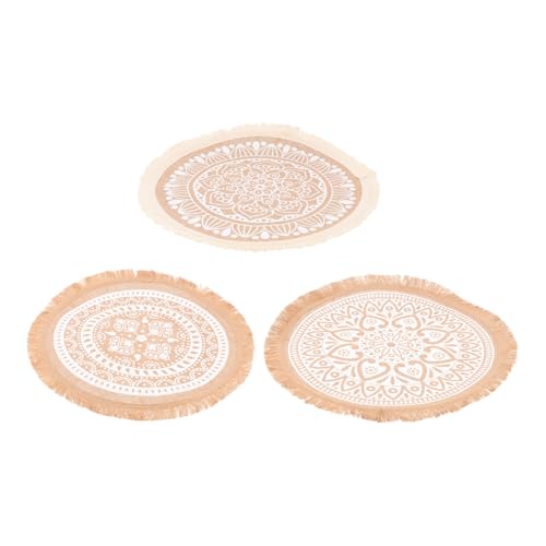 VICASKY Runde Macrame Tischsets 3 Stück Tischsets Mit Quasten Design Für Esstisch Boho Tischdeko Für Zuhause Und Events Abwaschbar Und Langlebig von VICASKY