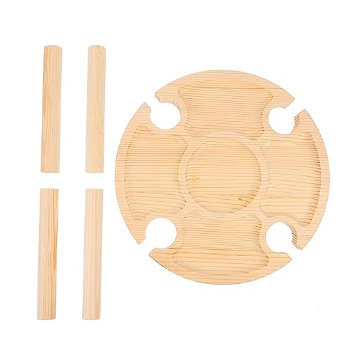 VICASKY Runder Tragbarer Weintisch Outdoor Snack Table mit für Weingläser und Dessertteller für Garten Camping und Strand von VICASKY