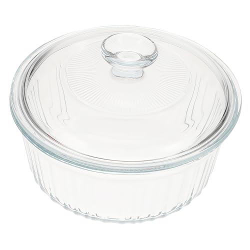 VICASKY Rundes Glas Auflaufform Set mit Glasdeckel Hitzebeständig Ofenfest Transparent Spülmaschinengeeignet für Kleine Haushalte Suppen Eintöpfe und Backofengerichte von VICASKY