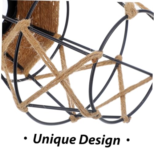 VICASKY Rustikaler Eisenlampenschirm mit Juteseil Hängende Metallkäfig lampenabdeckung Stabiles Design Einfach zu Montieren Warmes Licht für Wohnzimmer und Esszimmer von VICASKY