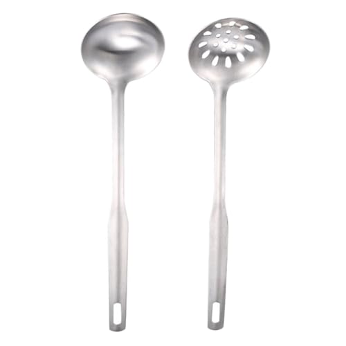 VICASKY Schöpflöffel und Schaumlöffel Teilig Material Lange Griffe Fein Geschliffen Hitzebeständig Vielseitig Einsetzbar zum Abseihen von Suppen Nudeln und Frittierten Speisen von VICASKY