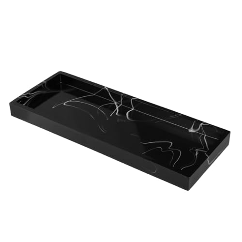 VICASKY Schwarzes Marmor Optik Aufbewahrungstablett aus Resin Dekoratives Badezimmer Organizer Tablett Platzsparend Robust und Stilvoll für Hotel Küche und Bad von VICASKY