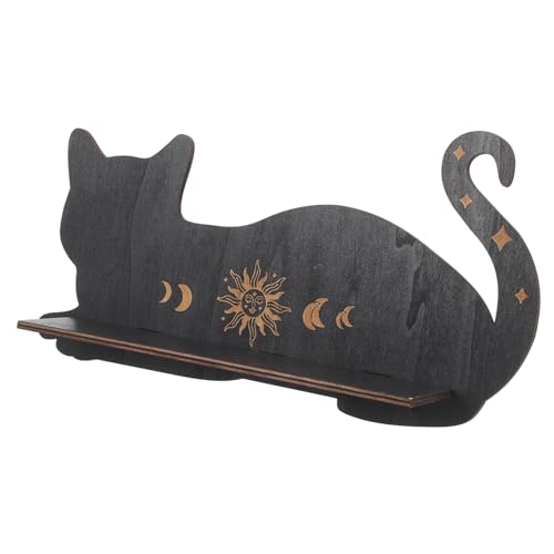 VICASKY Schwebendes Wandregal Aus Holz Katzenform Zum Aufbewahren Von Kleinigkeiten Rustikales Regal Für Wand Modernes Schwebendes Bücherregal von VICASKY